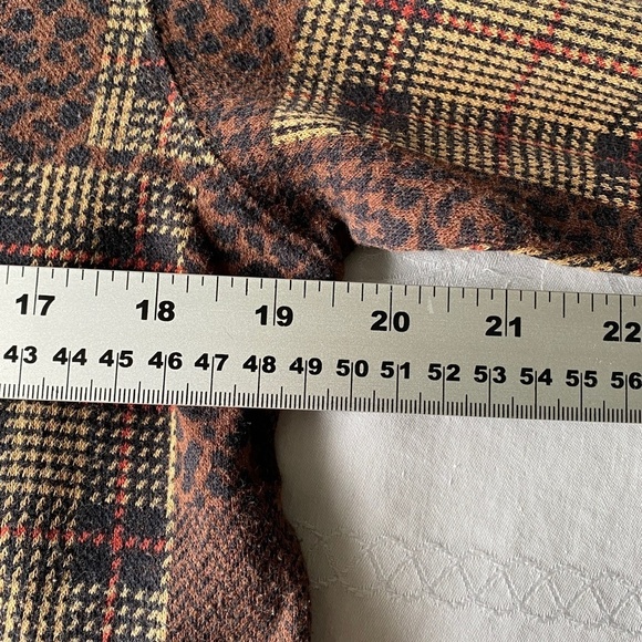 Bechamel Petites Women's Brown‎ Long Sleeve Patchwork Button Up Shirt Size PM - Picture 7 of 10